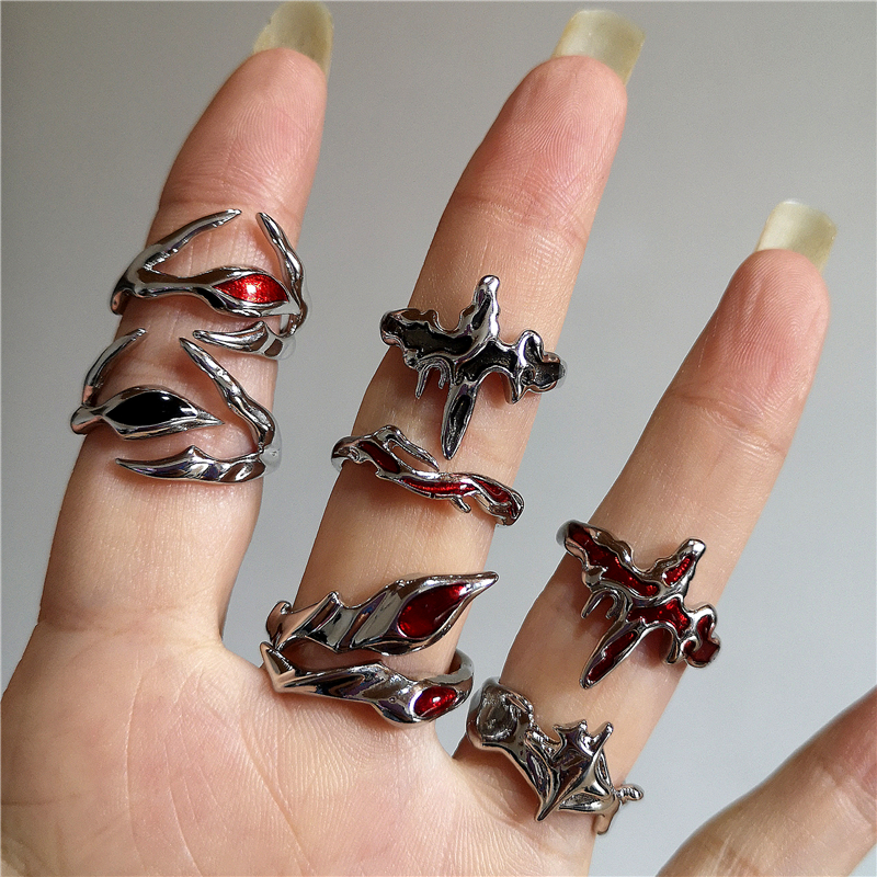 Men Accessories Aesthetic - Punk Exaggerated Geometric Irregular Black Red