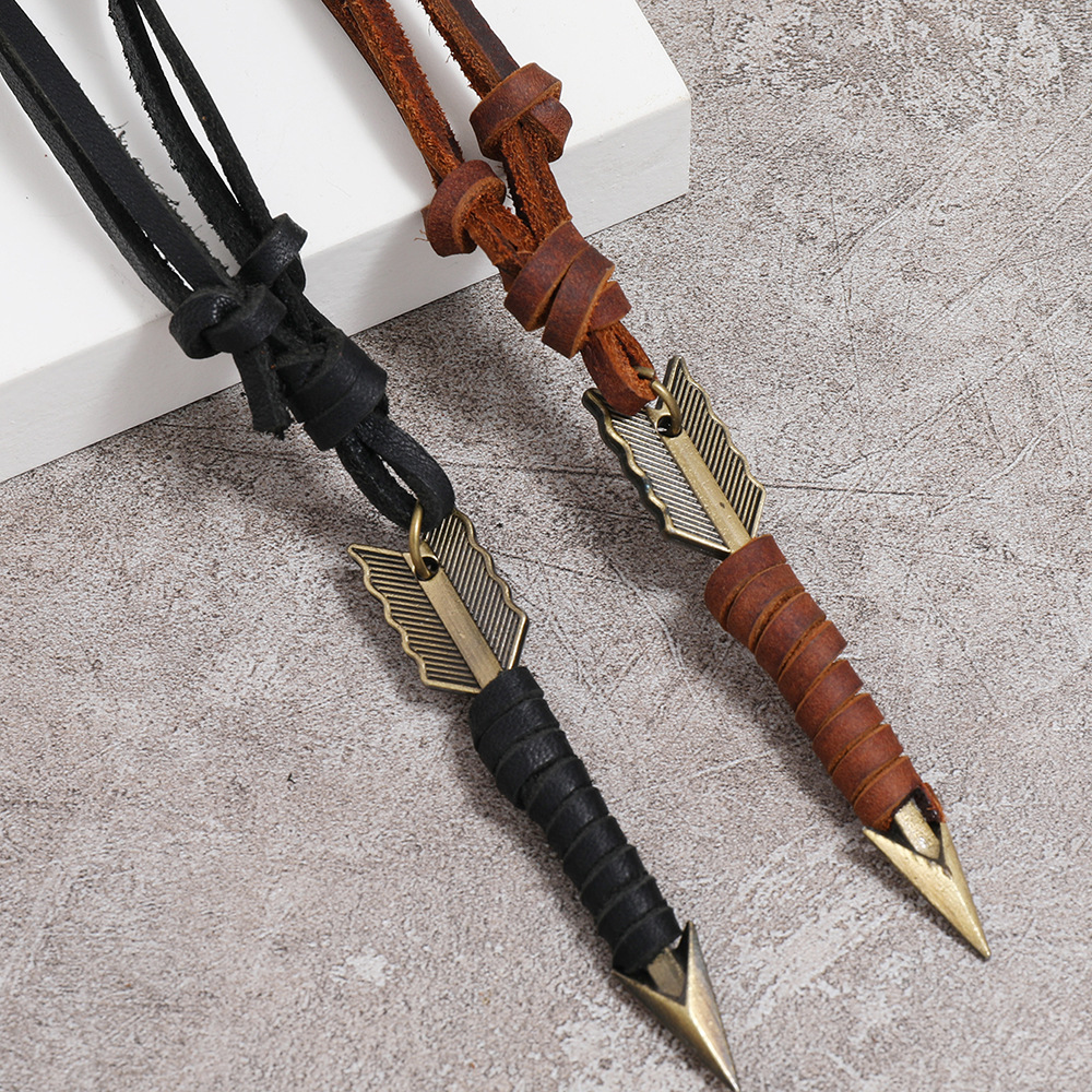 Men Accessories Pk - Jessingshow Handmade Vintage Leather Arrow Pendant