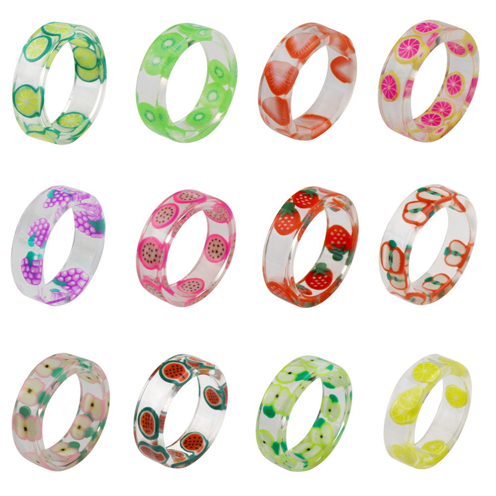 Men Accessories Aesthetic - Fruit Resin Ring Jewelry Anneaux for