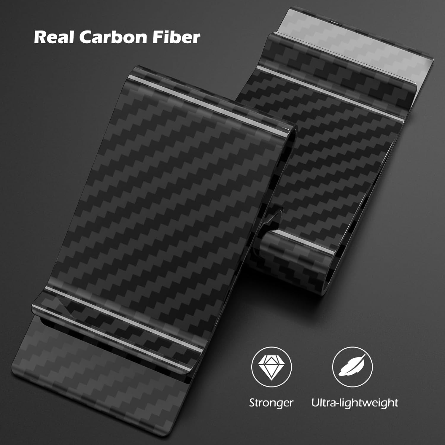 Carbon Fiber Money Clip Front  - Money Clip Slim reseña y precio