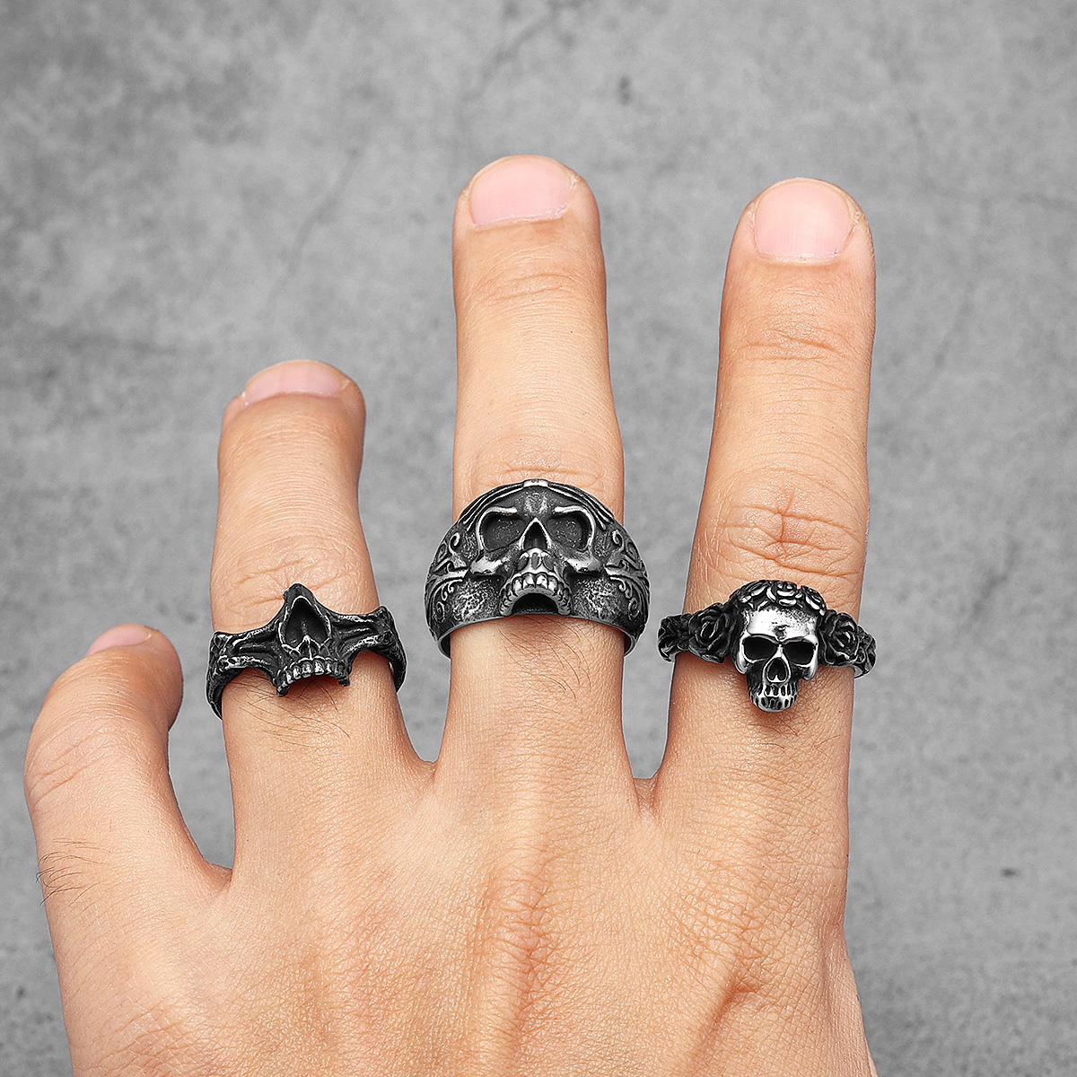 Aesthetic Rose Skull Men Rings - Men Accessories Aesthetic reseña y precio