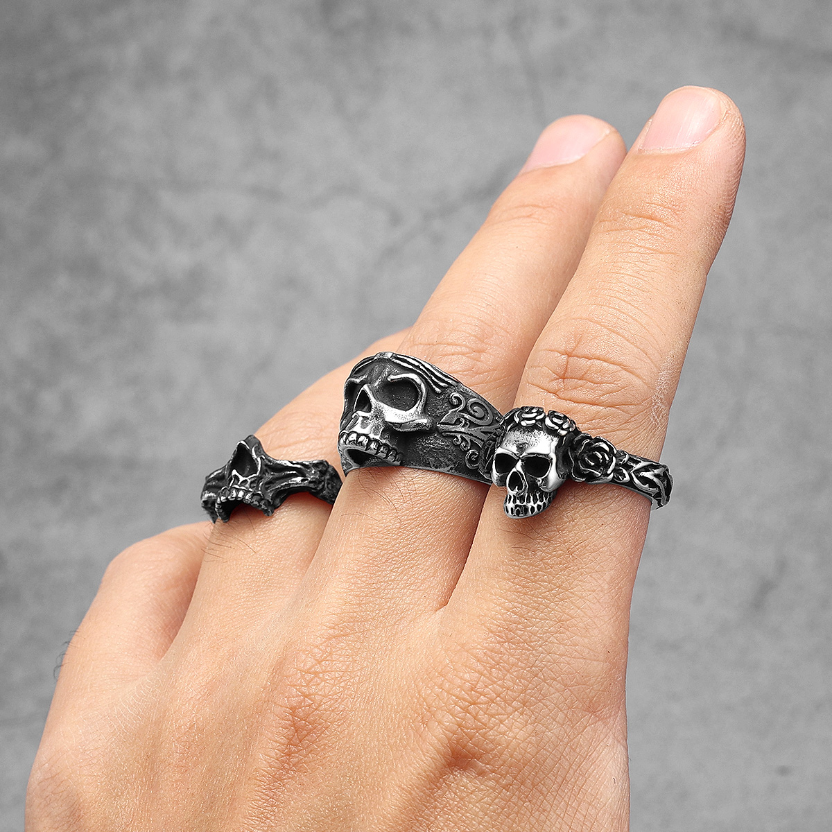 Aesthetic Rose Skull Men Rings - Men Accessories Aesthetic reseña y precio