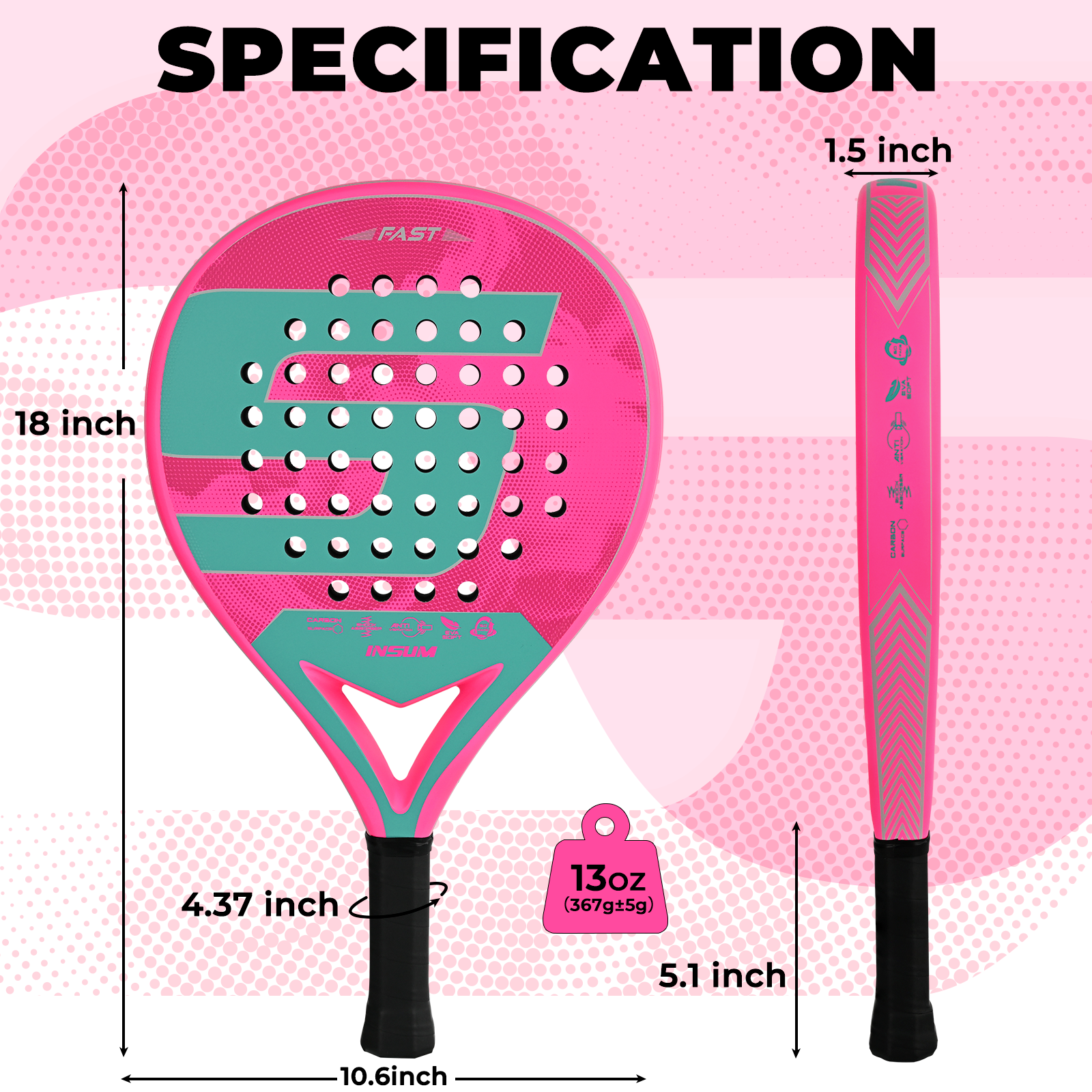 Padel Racket Full Carbon Padel - Men Accessories Tips reseña y precio