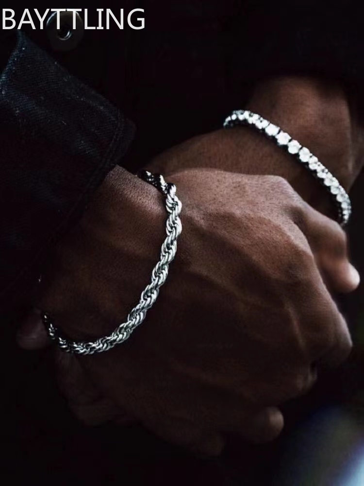 Hip-Hop Rock 925 sterling silv - Men Accessories Chain And Bracelet reseña y precio