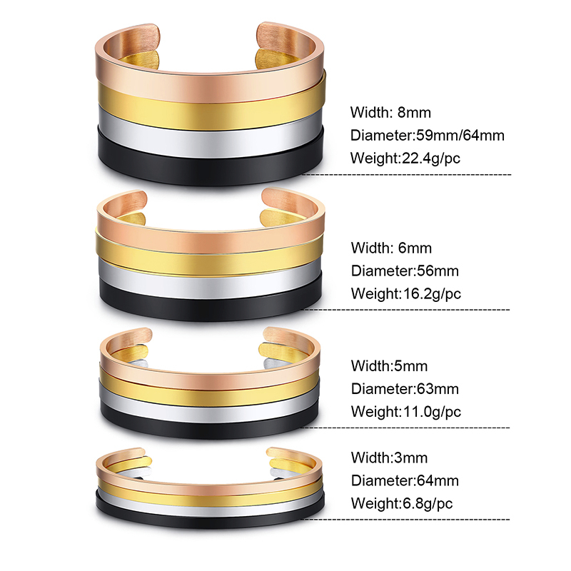 4MM To 8MM Free Engraving Cuff - Men Accessories All reseña y precio