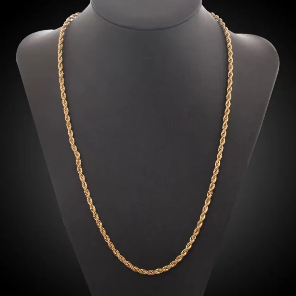 2pcs Fashion 18K Gold 4MM Twis - Men Accessories Chain And Bracelet reseña y precio