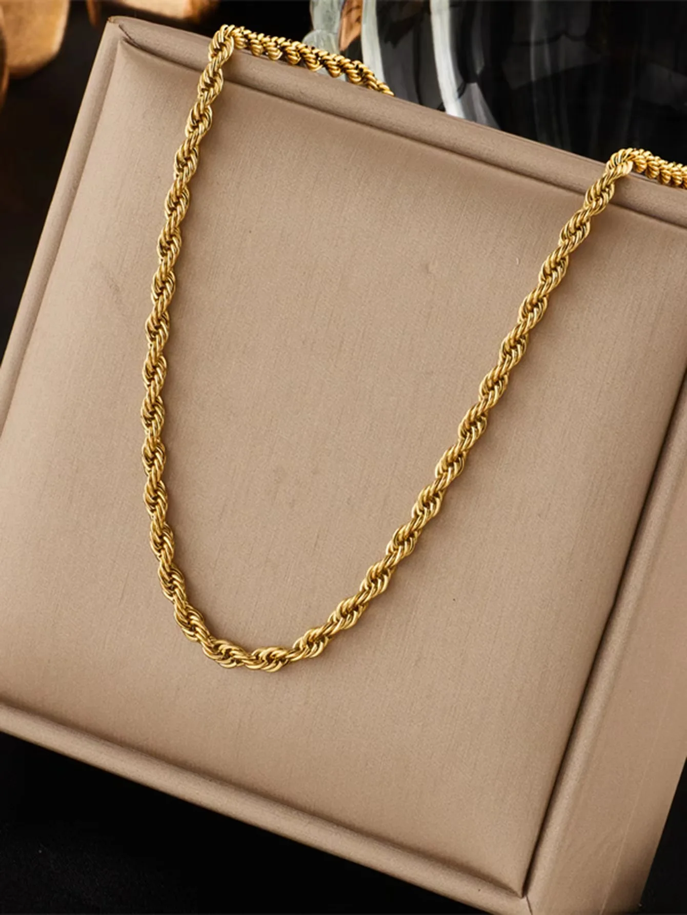 2pcs Fashion 18K Gold 4MM Twis - Men Accessories Chain And Bracelet reseña y precio