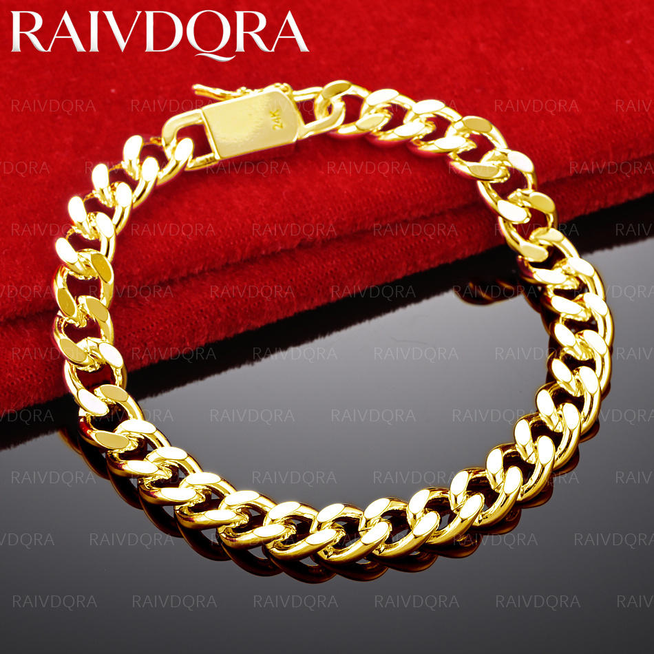 18K Gold Plated 8mm Side Chain - Men Accessories Chain And Bracelet reseña y precio