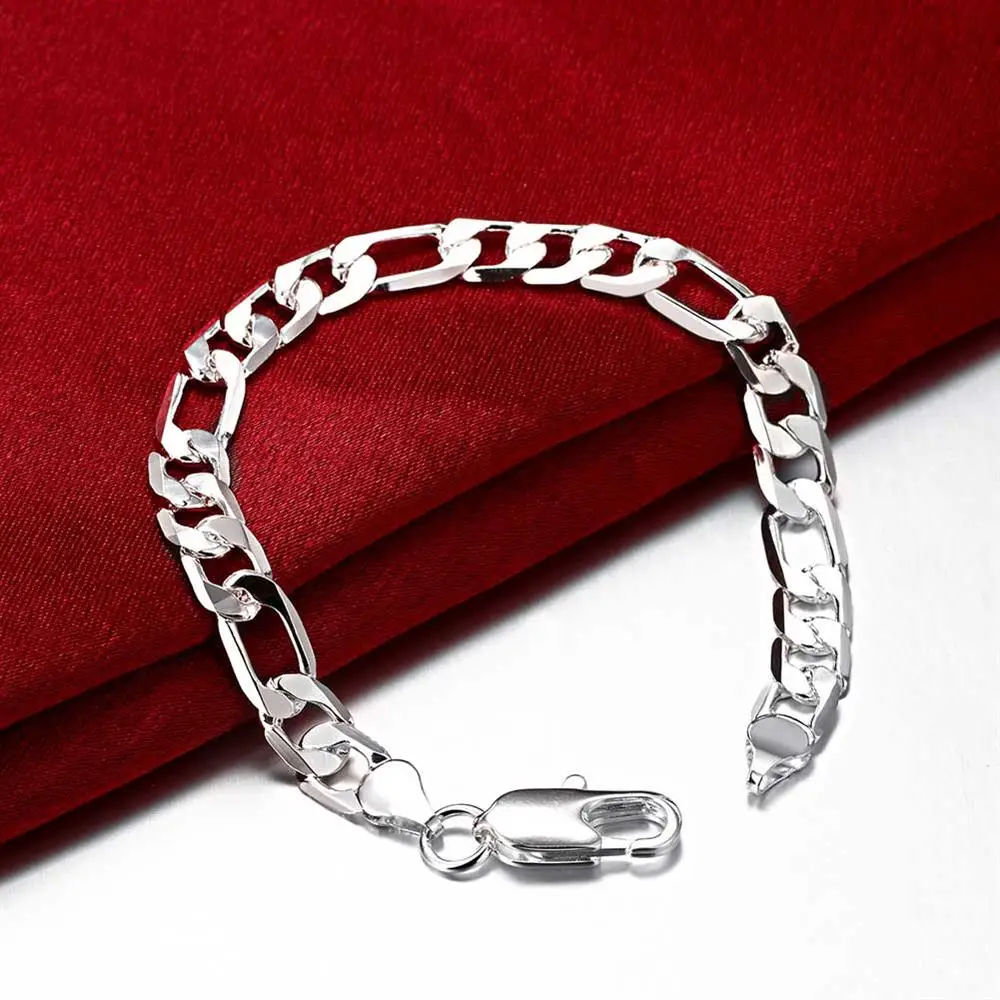 925 sterling Silver classic 8M - Men Accessories Chain And Bracelet reseña y precio