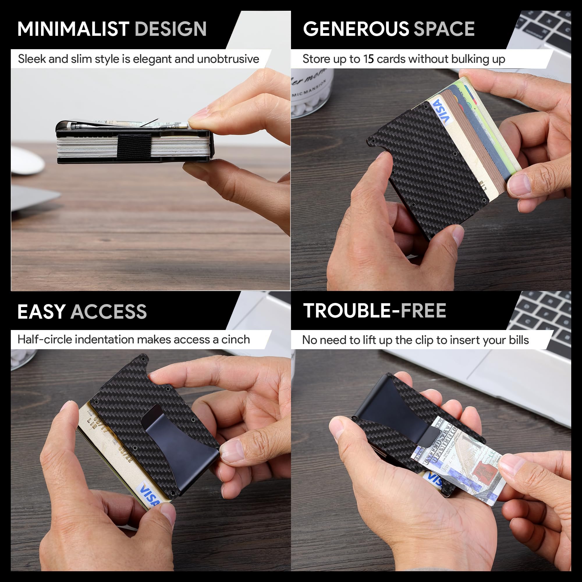 Carbon Fiber Wallet, Metal Mon - Money Clip Slim reseña y precio