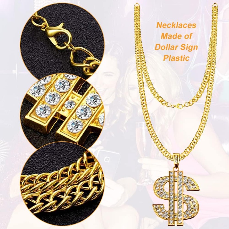 5pcs Hip Hop Costume kit,80s F - Men Accessories Chain And Bracelet reseña y precio