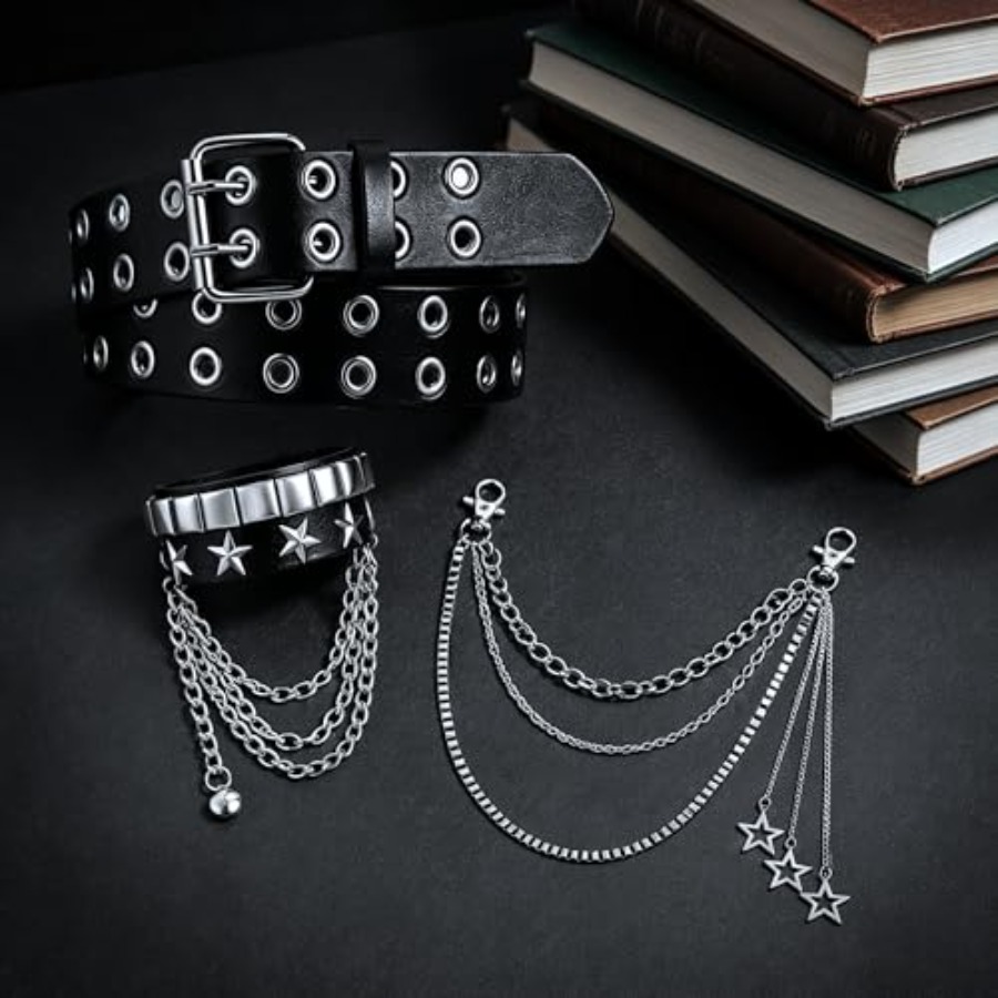 Studded Belt Set for Men Women - Men Accessories Chain And Bracelet reseña y precio